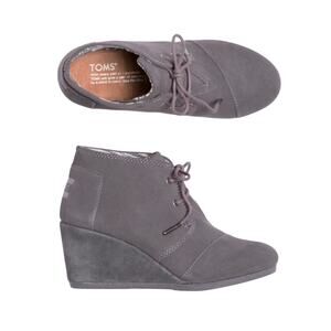 Toms Gray Desert Wedge Castlerock Bootie 3 inch Wedge Size 8 Lace Up